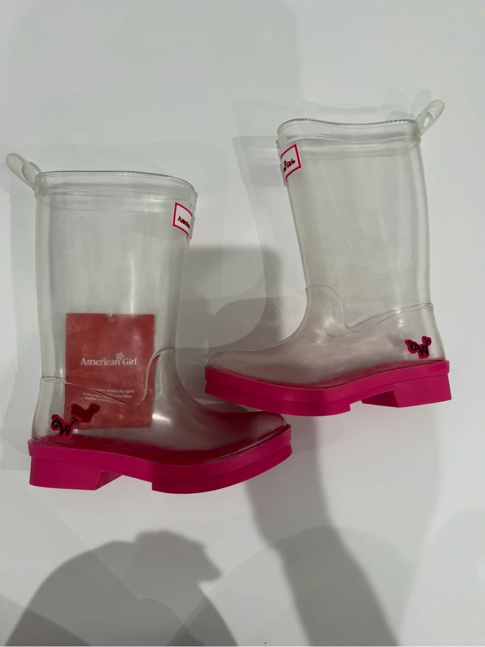American Girl Clear Pink Ombre Floral Rain Boots